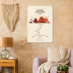 Everest Base Camp trek route map in the light colourway, shown as an acrylic glass print mounted on a wall. Jhilke Studio.