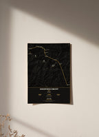 Annapurna Circuit Trek Map Print (dark) — poster, unframed on wall