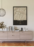 Annapurna Circuit Trek Map Print (light) — framed poster on wall