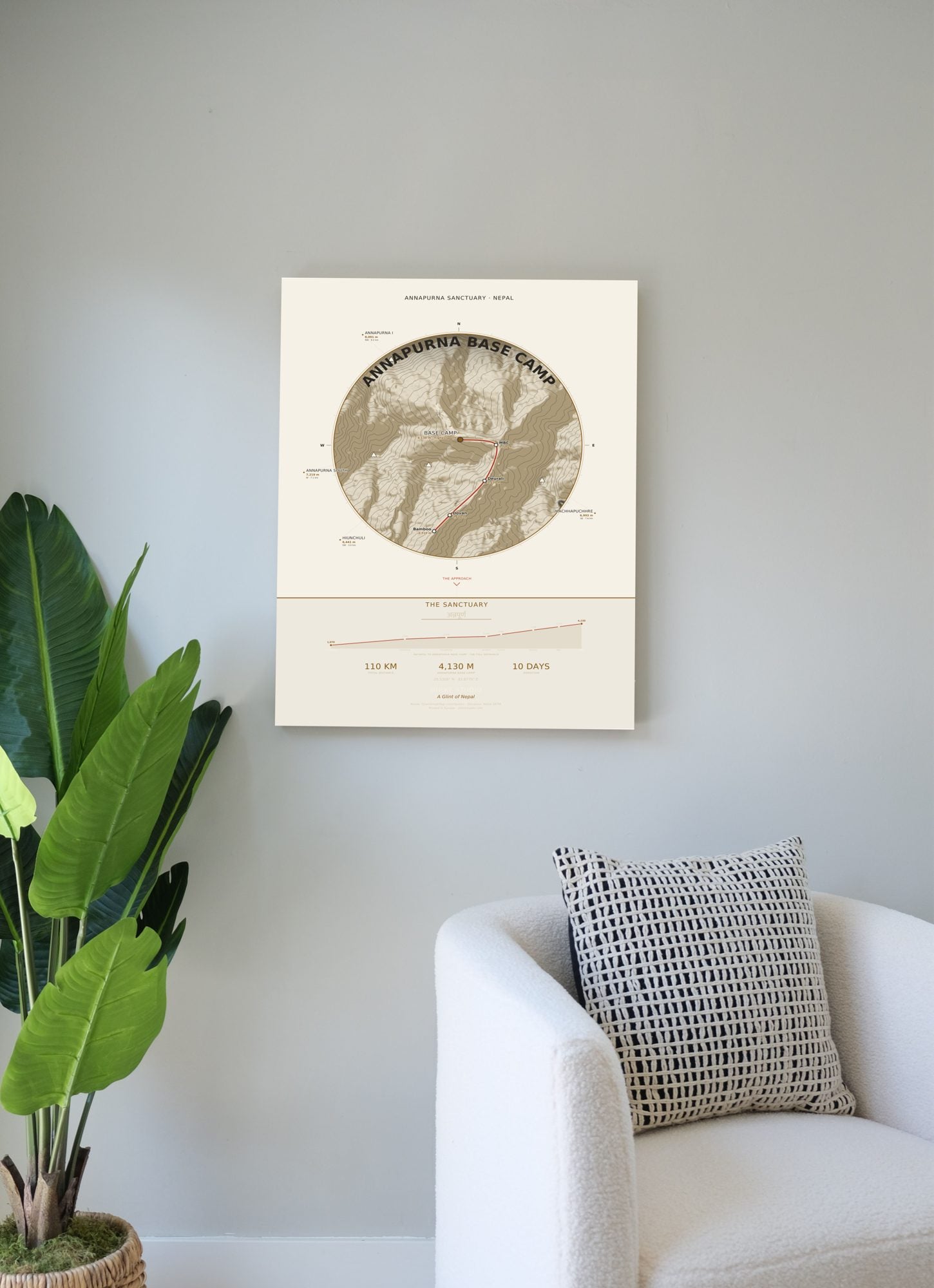 Annapurna Base Camp Trek Map Print (light) — poster, second scene