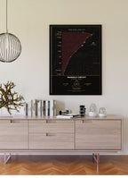Manaslu Circuit Trek Map Print (dark) — framed poster on wall