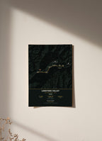 Langtang Valley Trek Map Print (dark) — poster, unframed on wall