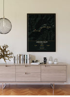 Langtang Valley Trek Map Print (dark) — framed poster on wall