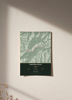Langtang Valley Trek Map Print (light) — poster, unframed on wall