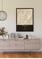 Ghorepani Poon Hill Trek Map Print (light) — framed poster on wall