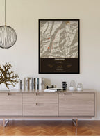 Mardi Himal Trek Map Print (light) — framed poster on wall