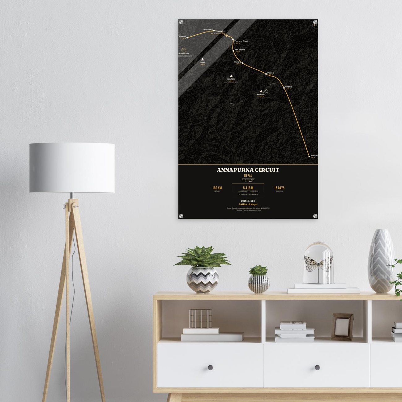 Annapurna Circuit print styled on a wall